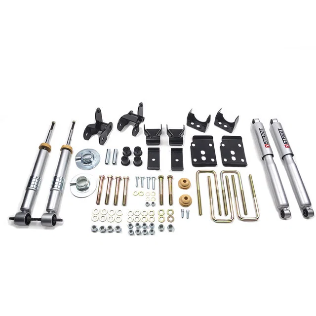 1001SP – BELLTECH Lowering Kit, 1 To 3 Inch Front/ 4 Inch Rear Drop Black Components/ Silver Shock Absorbers With Str...